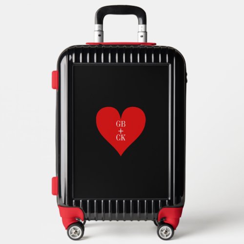 Couples Heart with Initials Carry On  Pilot Case Luggage