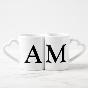 couples' . her & his initials coffee mug set