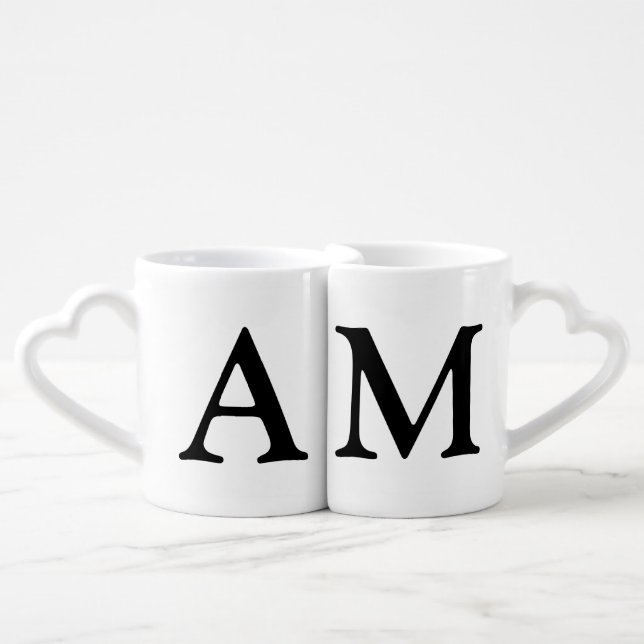 couples' . her & his initials coffee mug set (Front Nesting)