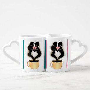 Couples His and Hers Coffee Cup "I Love Coffee"