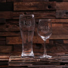 Couple's Home Bar Set: Engraved Wine & Beer Glass