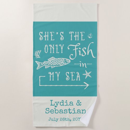 Couples Husband Wife Cute Matching Cruise Vacation Beach Towel