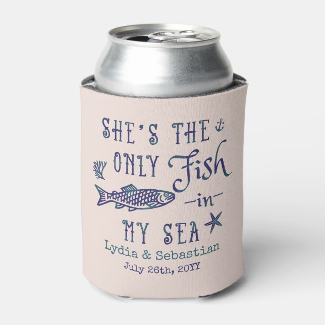 Couples Husband Wife Cute Matching Cruise Vacation Can Cooler (Can Front)