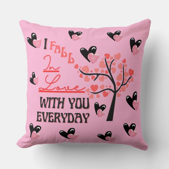 Couples I Fall In Love with you Everyday  Throw Pillow (Front)