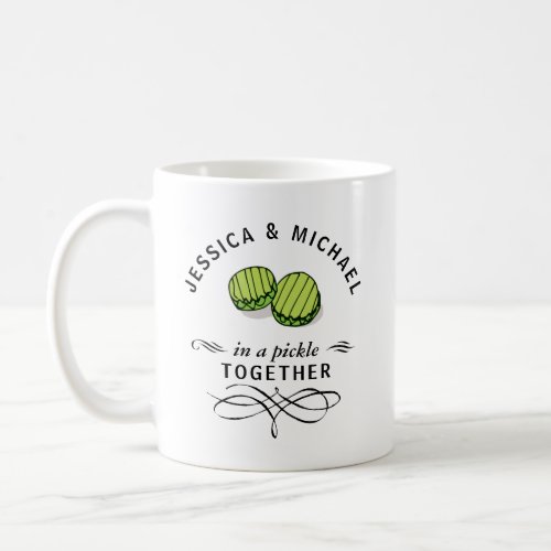 Couples In a Pickle Together Monogrammed Coffee Mug