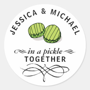 Couples' In a Pickle Together Personalized Classic Round Sticker