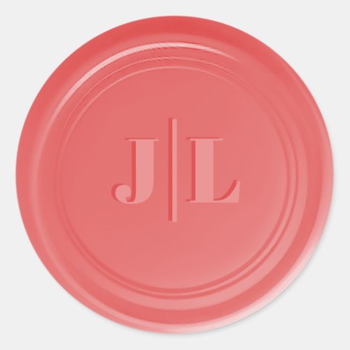 Couples Initial Monogram Faux Wax Seal Coral