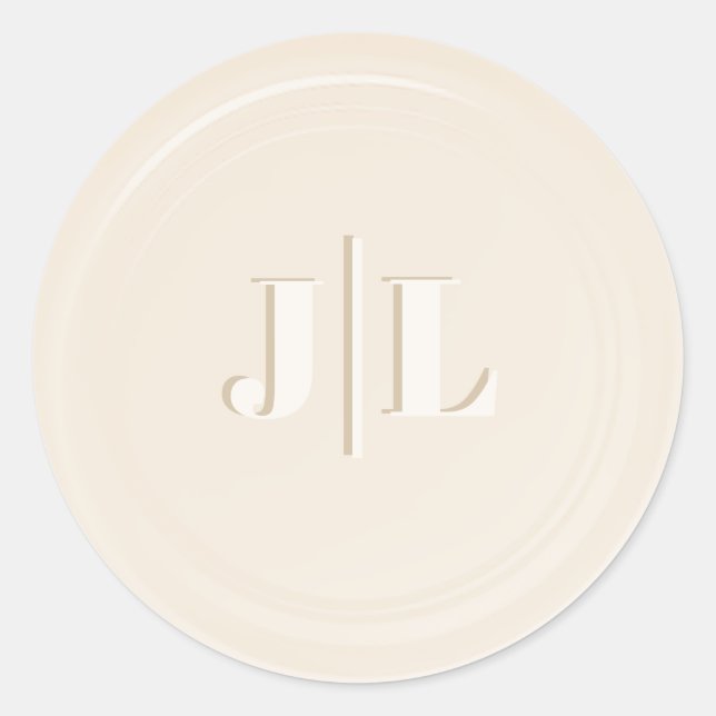 Couples Initial Monogram Faux Wax Seal Cream (Front)