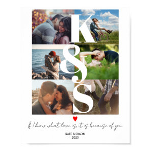 Couples Initial Photo Collage Custom Text LOVE Poster
