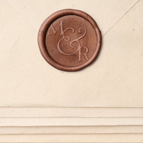 Couples Initials  Date Wax Seal Sticker