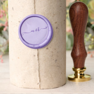 Couples Initials Elegant Script Heart Swashes Wax Seal Stamp