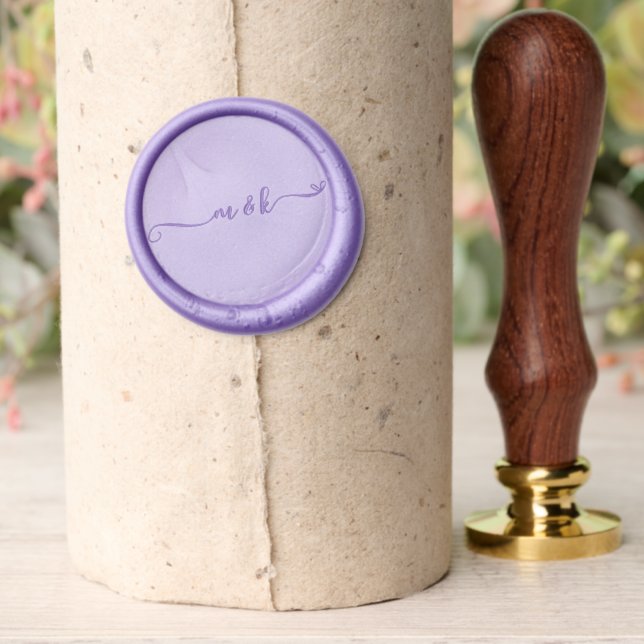 Couples Initials Elegant Script Heart Swashes  Wax Seal Stamp (Insitu (Parchment))