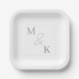 Couples Initials Monogram Paper Plates