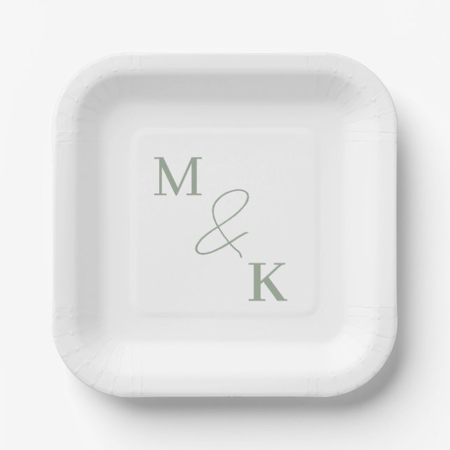 Couples Initials Monogram Paper Plates (Front)