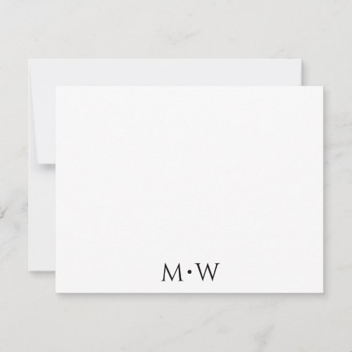 Couple's Initials Newlyweds Black White Stationery Note Card