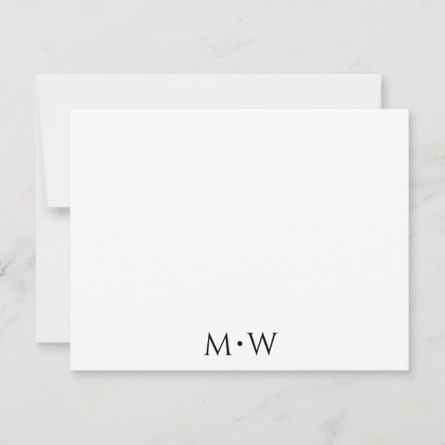 Couple's Initials Newlyweds Black White Stationery Note Card (Front)