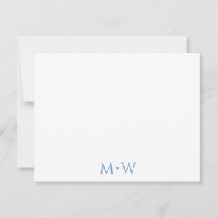 Couple's Initials Newlyweds Light Blue Stationery Note Card