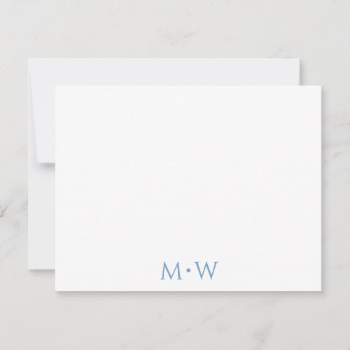 Couple's Initials Newlyweds Light Blue Stationery Note Card