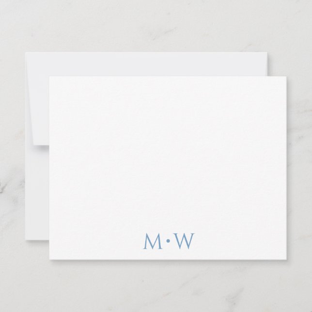 Couple's Initials Newlyweds Light Blue Stationery Note Card (Front)