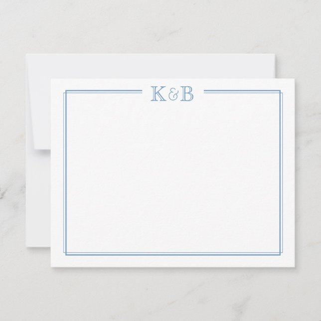 Couple's Initials Newlyweds Monogram Stationery Note Card (Front)