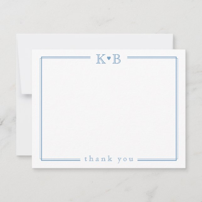 Couple's Initials Newlyweds Monogram Thank You Note Card (Front)