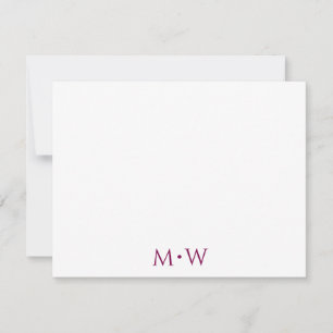 Couple's Initials Newlyweds Wine Red Stationery Note Card