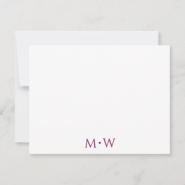 Couple's Initials Newlyweds Wine Red Stationery Note Card (Front)