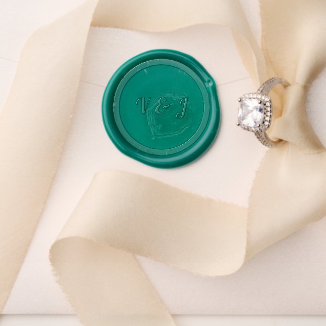 Couple's Initials on Green Wedding Wax Seal Stamp (Insitu (Wedding))