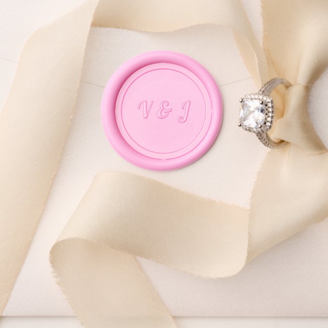 Couple's Initials on Pink Wedding Wax Seal Stamp (Insitu (Wedding))