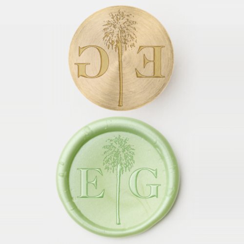 Couples initials palm tree wax seal stamp