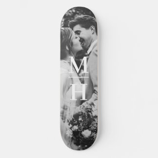 Couples Initials Retro Photo Monogram Skateboard
