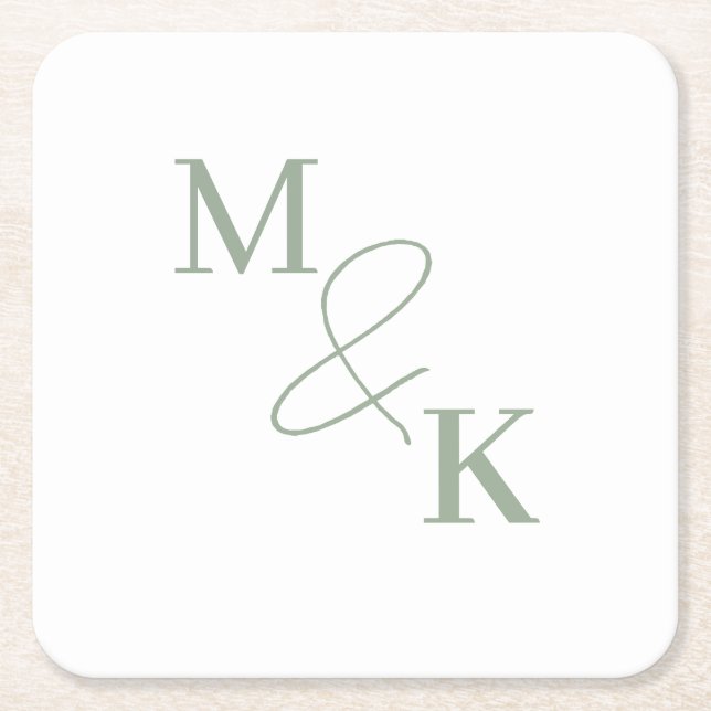 Couples Initials Retro Photo Monogram Square Paper Coaster (Front)