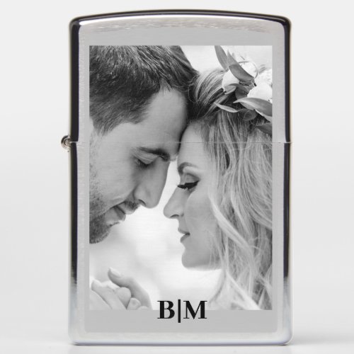 Couples Initials Retro Photo Monogram Zippo Lighter