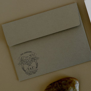 Couples Initials Return Address Flowers Self-inking Stamp