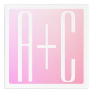 Couple's Initials Subtle Pink Gradation Acrylic Print