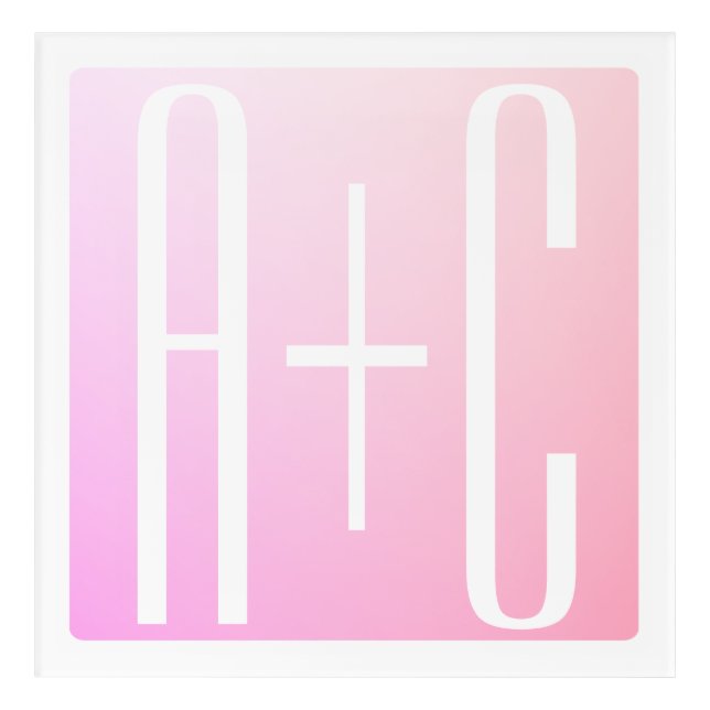 Couple's Initials | Subtle Pink Gradation Acrylic Print (Front)