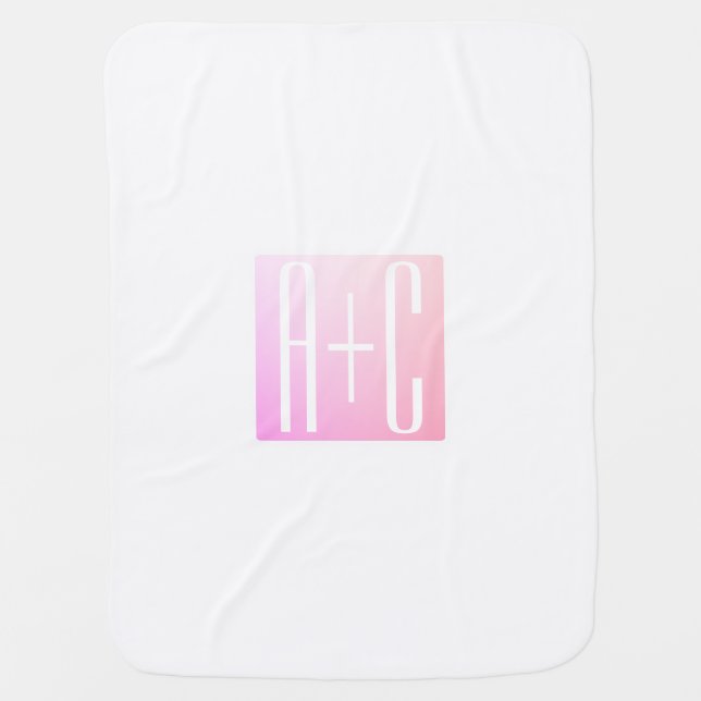 Couple's Initials | Subtle Pink Gradation Baby Blanket (Front)