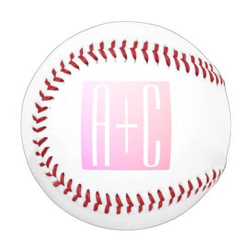 Couples Initials  Subtle Pink Gradation Baseball