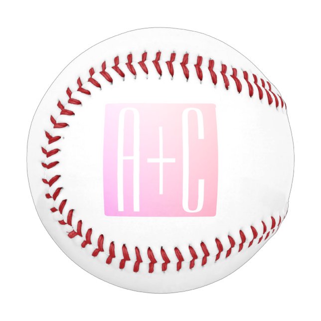 Couple's Initials | Subtle Pink Gradation Baseball (Front Left)