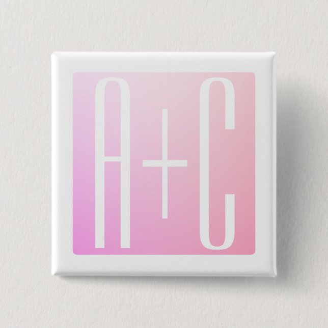 Couple's Initials | Subtle Pink Gradation Button (Front)