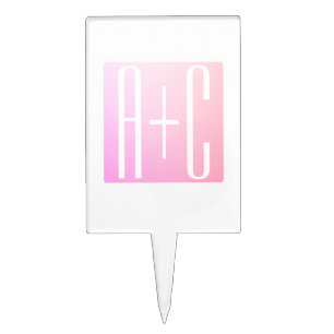 Couple's Initials Subtle Pink Gradation Cake Topper