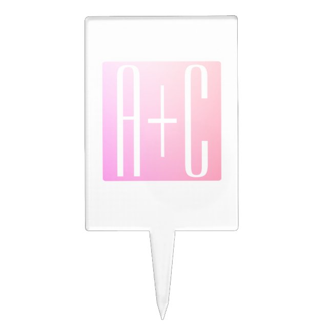 Couple's Initials | Subtle Pink Gradation Cake Topper (Front)
