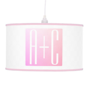 Couple's Initials   Subtle Pink Gradation Ceiling Lamp