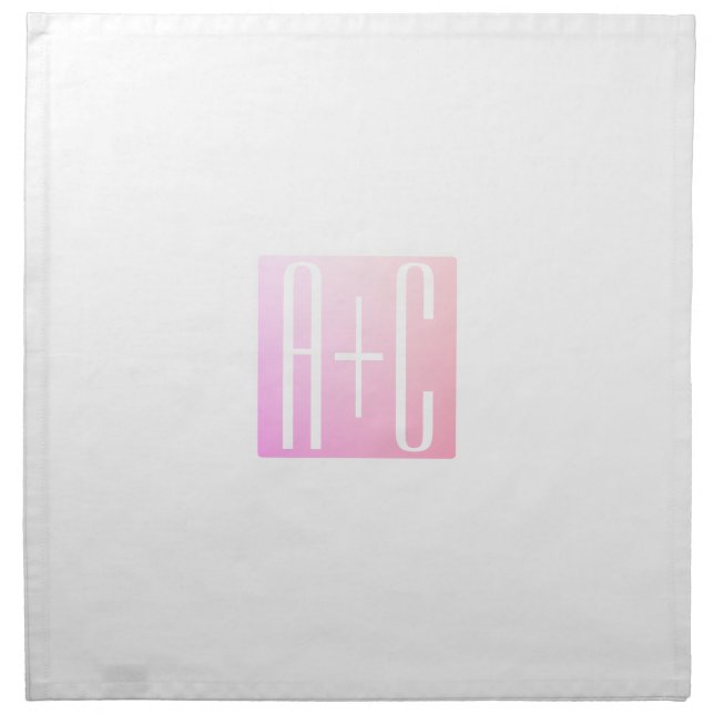 Couple's Initials | Subtle Pink Gradation Cloth Napkin (Front)