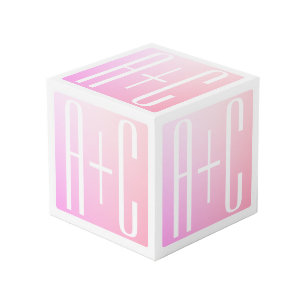 Couple's Initials Subtle Pink Gradation Cube