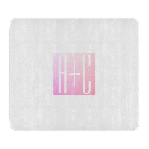 Couples Initials  Subtle Pink Gradation Cutting Board