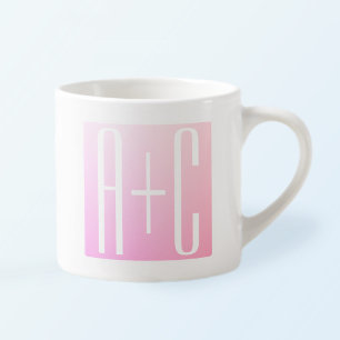 Couple's Initials Subtle Pink Gradation Espresso Cup
