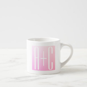 Couple's Initials Subtle Pink Gradation Espresso Cup