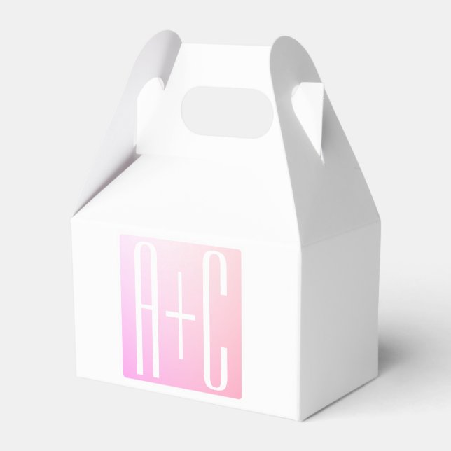 Couple's Initials | Subtle Pink Gradation Favor Boxes (Front Side)