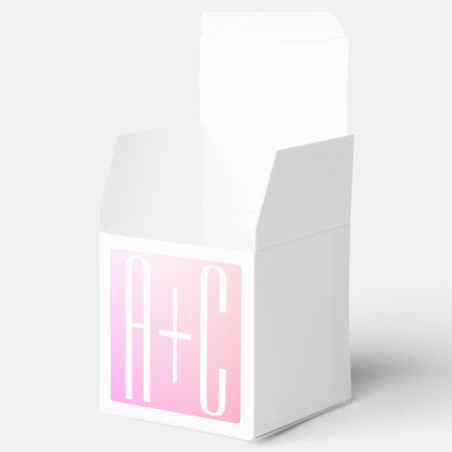 Couple's Initials | Subtle Pink Gradation Favor Boxes (Opened)